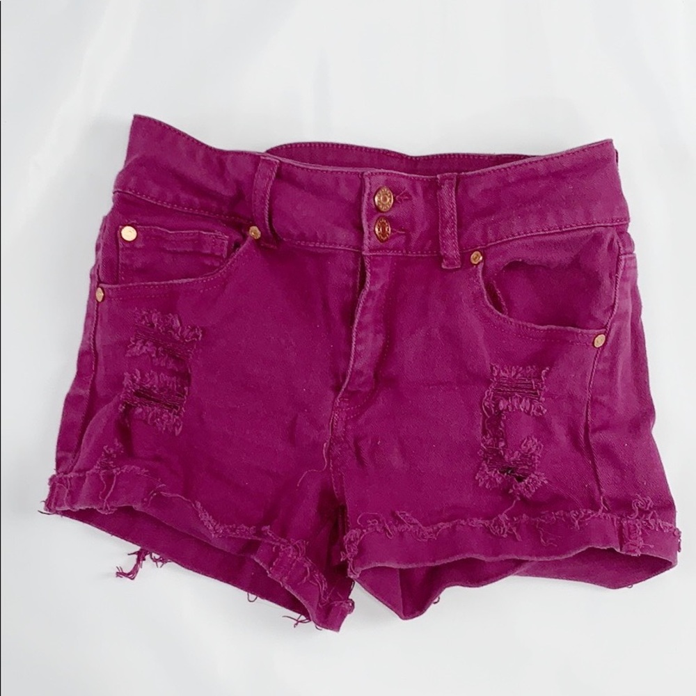 Refuge Fascia Denim Short Shorts Double Button